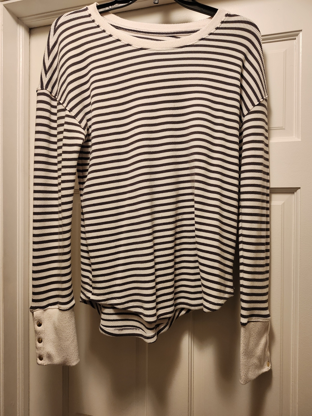 Sonoma Grey & White Striped Long-Sleeve Thermal Top